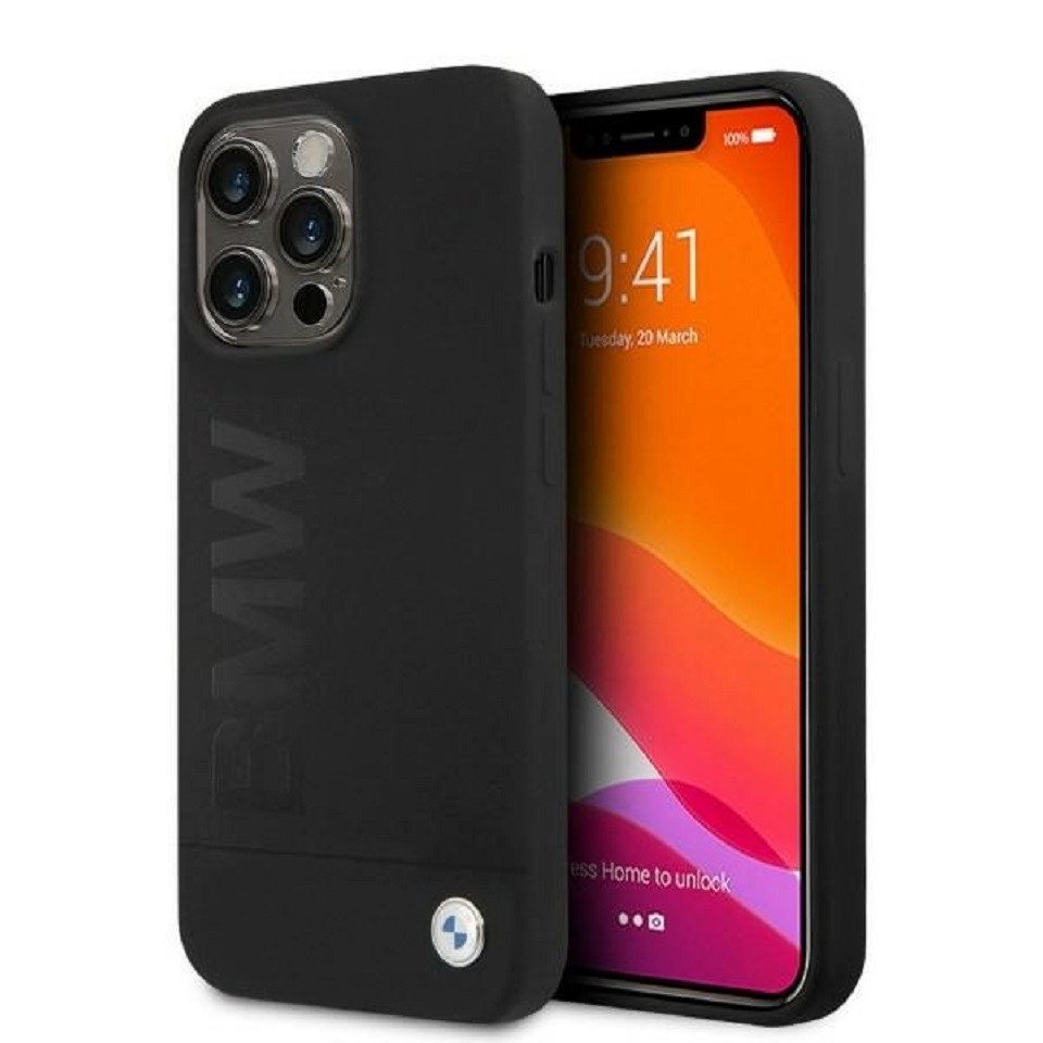 BMW Handyhülle Case iPhone 13 Pro Logo MagSafe Silikon schwarz 6,1 Zoll, Kantenschutz von BMW