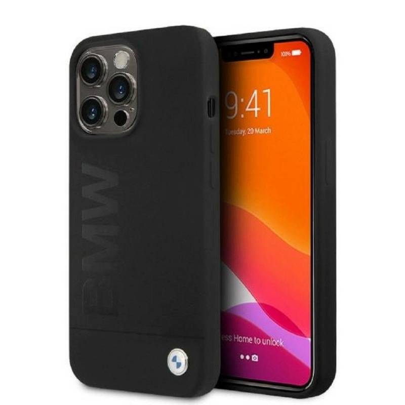 BMW Handyhülle Case iPhone 13 Pro Max Logo MagSafe Silikon schwarz 6,7 Zoll, Kantenschutz von BMW