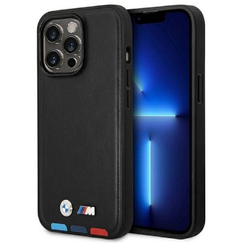 BMW Handyhülle Case iPhone 14 Pro Max Kunstleder Tricolor schwarz Logo 6,7 Zoll, Kantenschutz von BMW