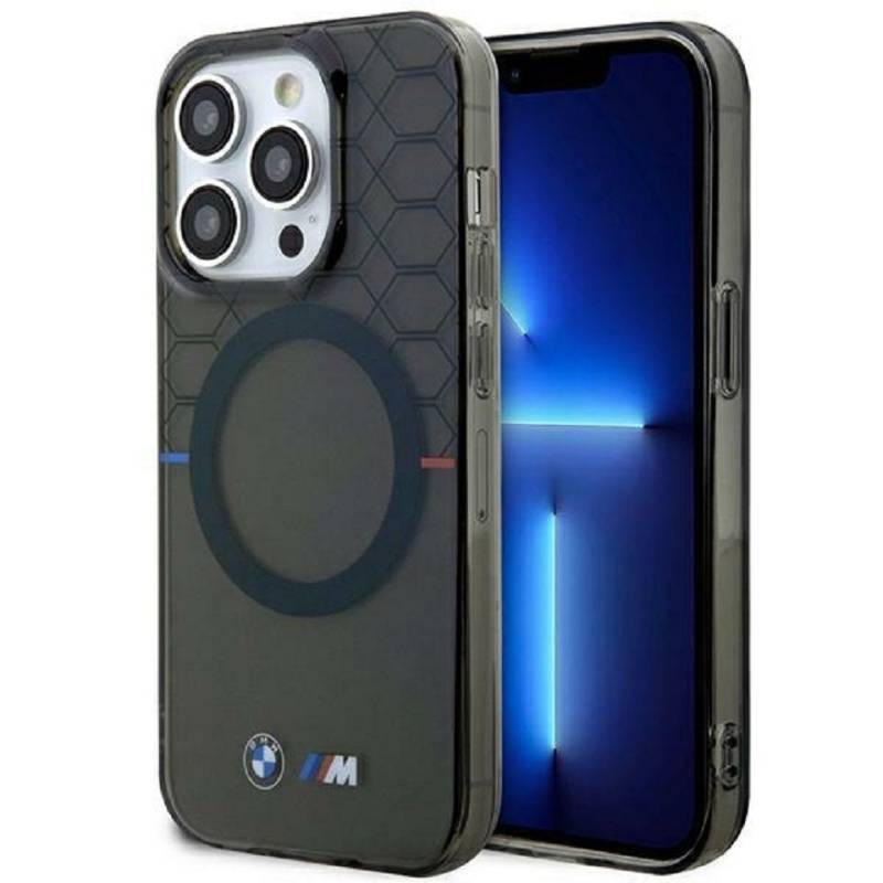 BMW Handyhülle Case iPhone 14 Pro Max Silikon Tricolor MagSafe kompatibel 6,7 Zoll, Kantenschutz von BMW