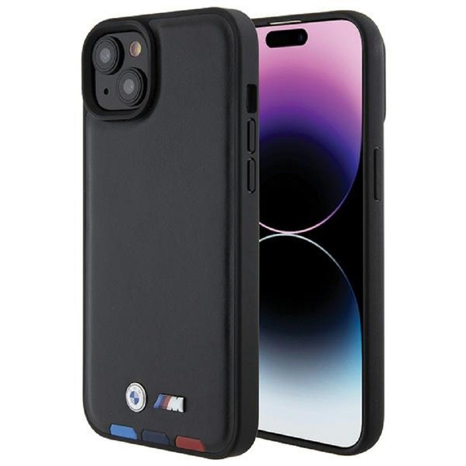 BMW Handyhülle Case iPhone 15 Plus Kunstleder schwarz BMW Metall Logo 6,7 Zoll, Kantenschutz von BMW