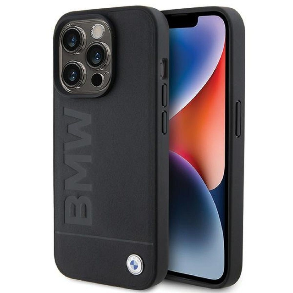 BMW Handyhülle Case iPhone 15 Pro Max MagSafe kompatibel Echtleder schwarz 6,7 Zoll, Kantenschutz von BMW