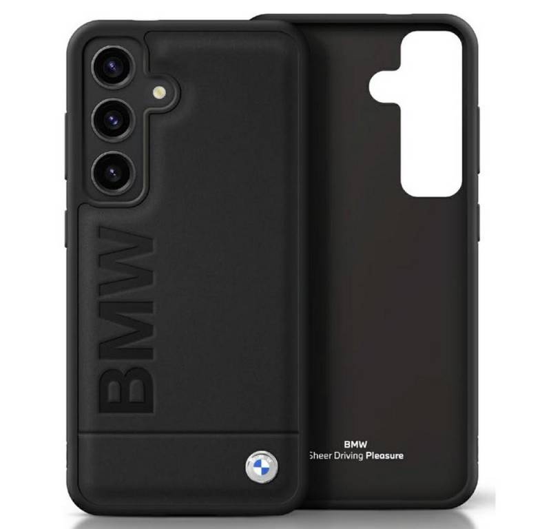 BMW Handyhülle Galaxy S25 Plus Echtleder schwarz Logo Metall 6,7 Zoll, Kantenschutz von BMW