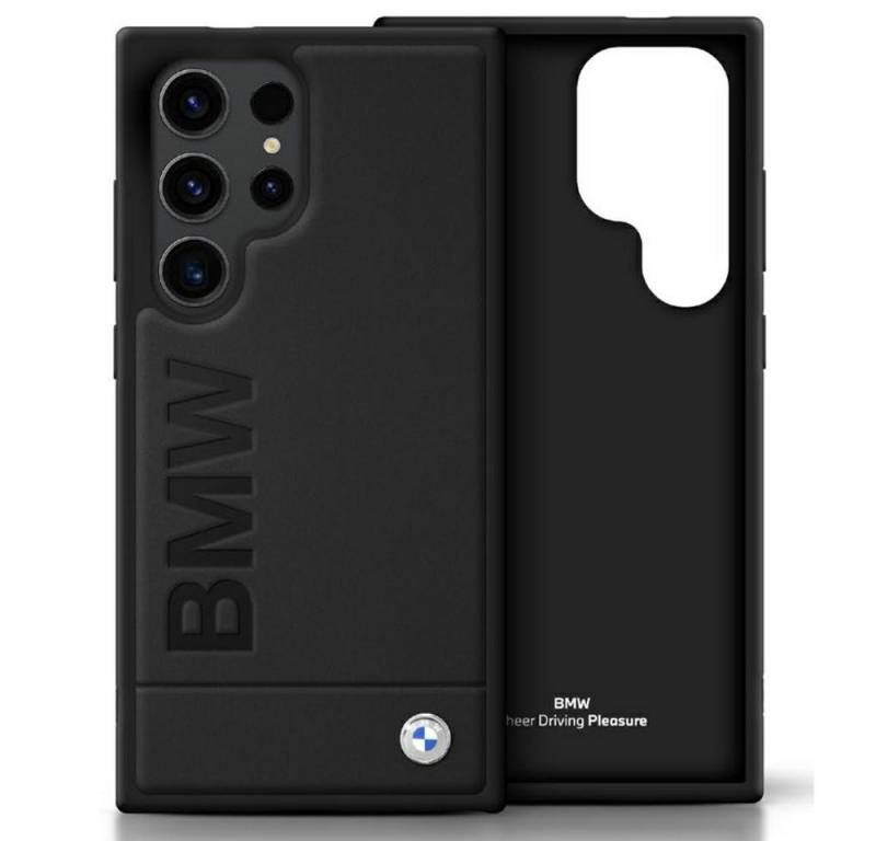 BMW Handyhülle Galaxy S25 Ultra Echtleder schwarz Logo Metall 6,9 Zoll, Kantenschutz von BMW
