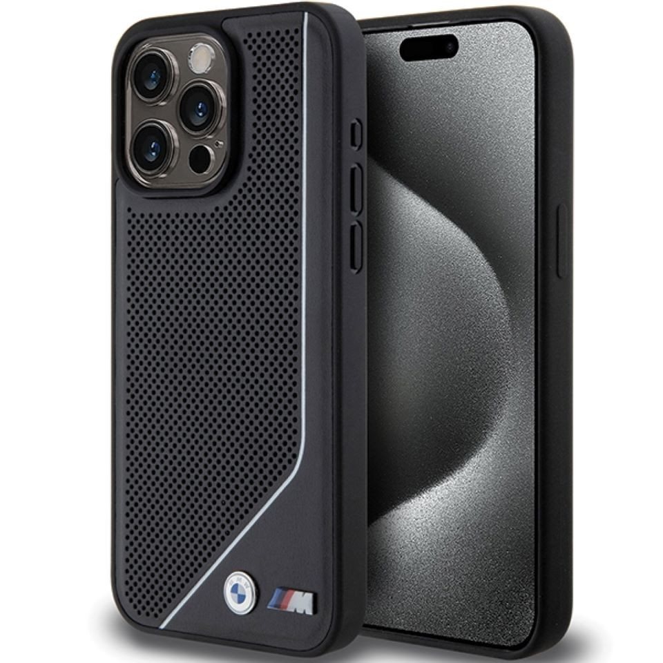 BMW Handyhülle Hardcase iPhone 15 Pro Max MagSafe schwarz Logo Metall 6,7 Zoll, Kantenschutz von BMW