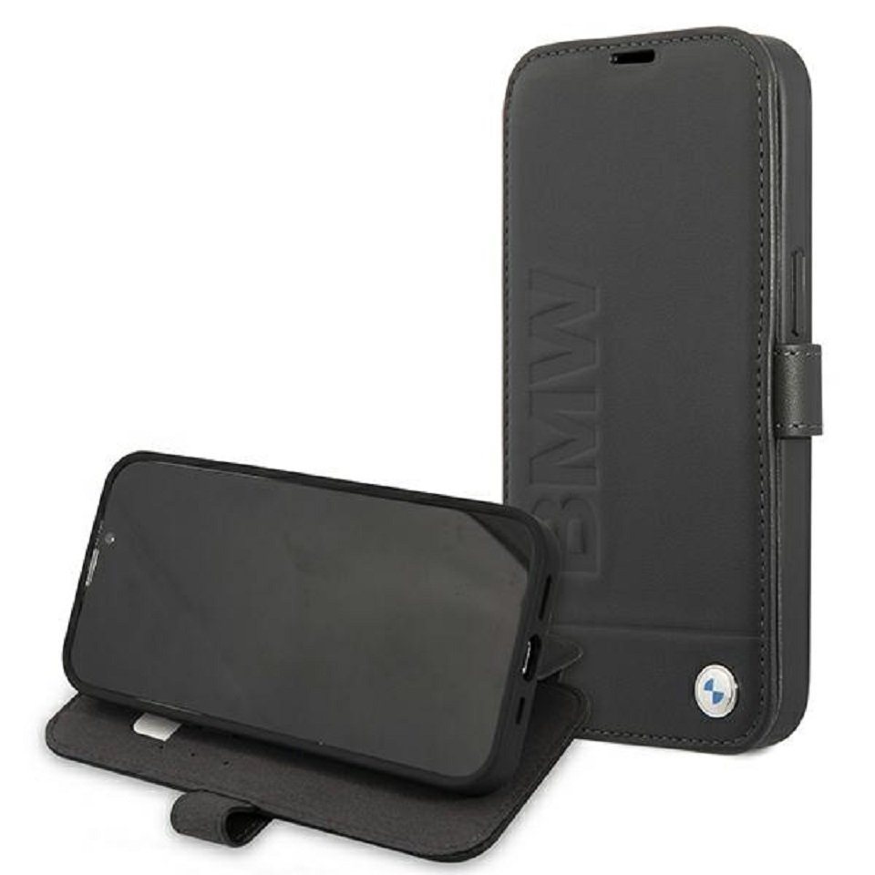 BMW Handyhülle iPhone 13 Mini Case Bookcase Echtleder schwarz von BMW