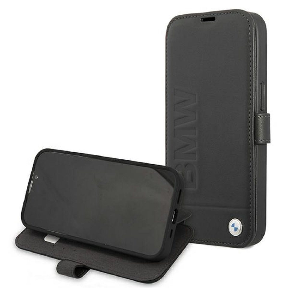 BMW Handyhülle iPhone 13 Pro Case Bookcase Echtleder schwarz von BMW