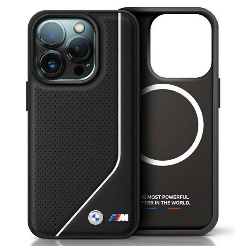 BMW Handyhülle iPhone 16 Pro Kunstleder schwarz MagSafe Logo Metall 6,3 Zoll, Kantenschutz BMW Handyhülle iPhone 16 Pro Kunstleder schwarz MagSafe Logo Metall 6,3 Zoll, Kantenschutz von BMW