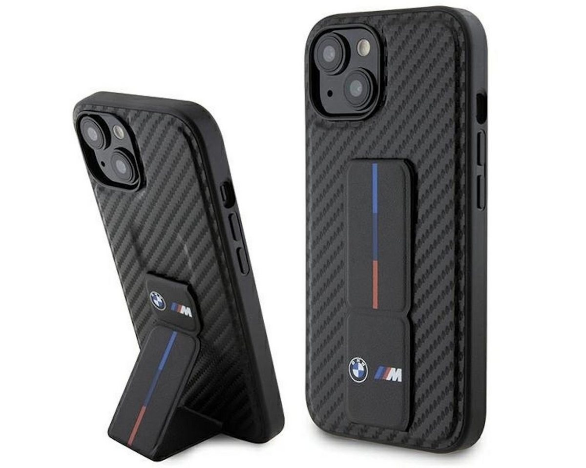 BMW Smartphone-Hülle BMW Apple iPhone 15 Carbon Hardcase Schutzhülle mit Stand Case Schwarz von BMW