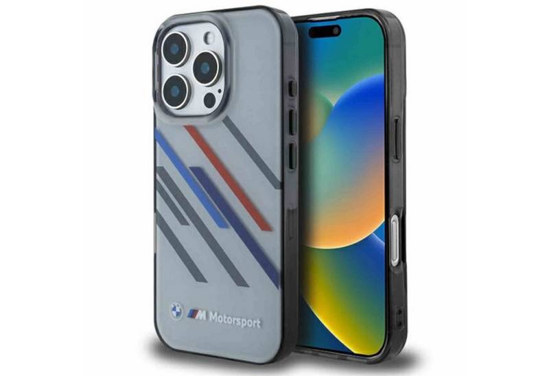 BMW Smartphone-Hülle BMW Apple iPhone 16 Pro Max Hardcase Motorsport Random Stripes Grau von BMW