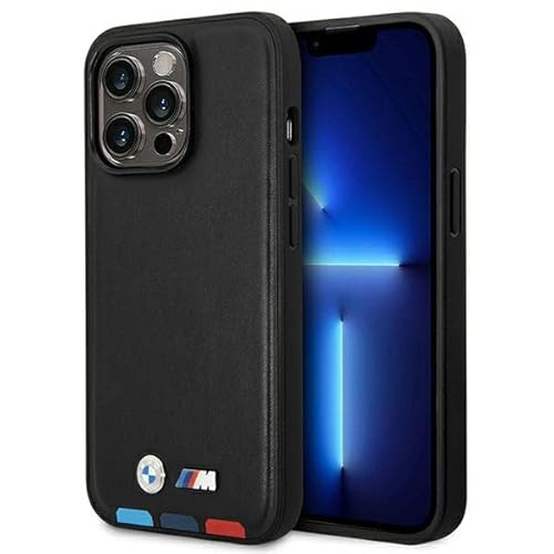 Etui BMW BMHMP14X22PTDK Hülle für iPhone 14 Pro Max 6,7" schwarz/Black Leather Stamp Tricolor von BMW