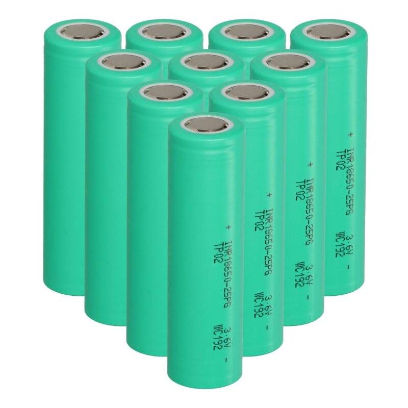 10x TerraE INR 18650 25P Li-Ion Akku - 3,6V 2500mAh 20A von BMZ