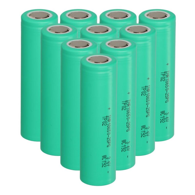 10x TerraE INR 18650 25P Li-Ion Akku - 3,6V 2500mAh 20A 10x TerraE INR 18650 25P Li-Ion Akku - 3,6V 2500mAh 20A von BMZ