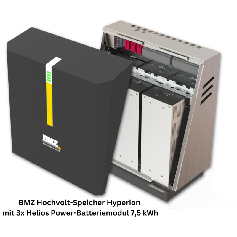 BMZ Hochvolt-Speicher Hyperion mit 3x Helios Power-Batteriemodul 7,5 kWh mit 0% MwSt nach §12 Abs. 3 UstG BMZ Hochvolt-Speicher Hyperion mit 3x Helios Power-Batteriemodul 7,5 kWh mit 0% MwSt nach §12 Abs. 3 UstG von BMZ