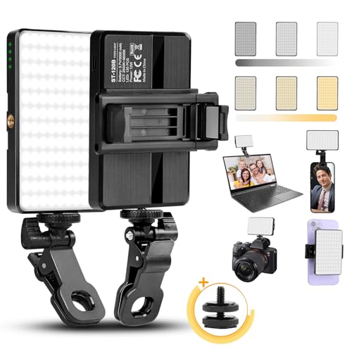 BNEHHOV 120 LED Videoleuchte Handy Selfie Licht mit Klammer 2500-9000K 3 Lichtmodi CRI 95+ Eingebauten 3000mAh Akkus Foto Licht für Handy,Tablet,Laptop,iPhone,iPad,Android,YouTube,TikTok von BNEHHOV