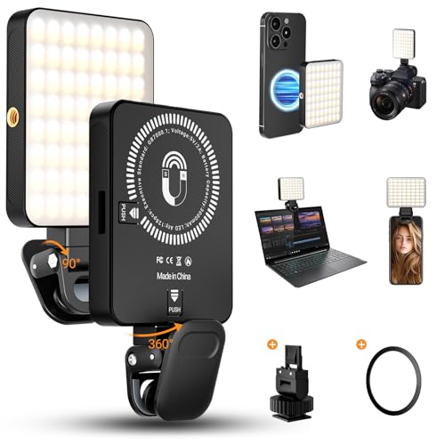 BNEHHOV 128 LED Selfie Licht, 3000mAh Magnetisches Videokonferenz Leuchte Handy mit 3 Lichtmodi und 10 Stufen Helligkeit, 3000-6500K Wiederaufladbare Clip Videolicht für Telefon, Laptop, Video von BNEHHOV