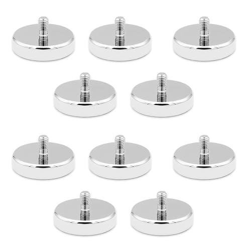 BNGXR 10 Stück Neodym Magnete, Ø 25mm mit M5 Außengewinde, Magnetsystem mit Gewinde, Runde Neodym Magnete mit Gewinde, Haftkraft bis 20kg, für Schrauben Öse oder Haken BNGXR 10 Stück Neodym Magnete, Ø 25mm mit M5 Außengewinde, Magnetsystem mit Gewinde, Runde Neodym Magnete mit Gewinde, Haftkraft bis 20kg, für Schrauben Öse oder Haken von BNGXR