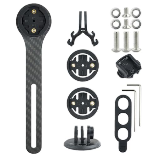 BNGXR Integrierte Fahrrad Halterung, Fahrradcomputer Halterung Kompatibel mit Garmin Edge IGPSPORT Bryton Kohlefaser Lenkerhalterung für Integrated Handlebar Gopro Combo Mount und Camera Headlight von BNGXR