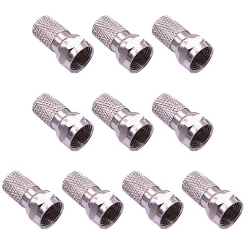 BNOYONERAS F Stecker, F Verbinder, Antennenkabel F-Stecker, 10 Stück F Stecker Sat Kabel, Koaxialkabel Verbinder, F Stecker Verbinder, für Koaxial Antennenkabel, Koax SAT Kabel, BK Anlagen (Silber) von BNOYONERAS