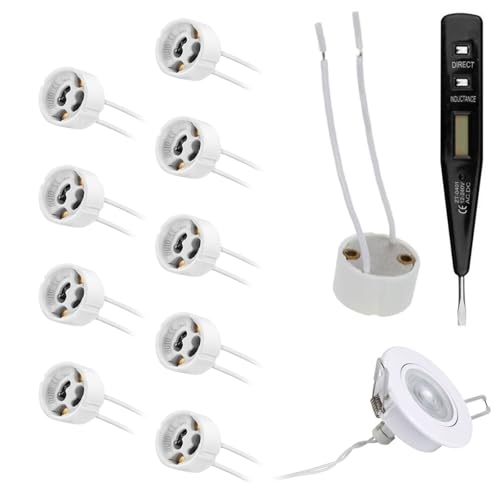 GU10 Fassung, GU10 Lampenfüße Sockel, GU10 Fassung Sockel aus Keramik, 10 Stück GU10 Lampenfassung, mit Spannungsprüfer, Itzebeständig Keramischer Sockel, Keramik Sockel für LED, Glühlampe und Halogen GU10 Fassung, GU10 Lampenfüße Sockel, GU10 Fassung Sockel aus Keramik, 10 Stück GU10 Lampenfassung, mit Spannungsprüfer, Itzebeständig Keramischer Sockel, Keramik Sockel für LED, Glühlampe und Halogen von BNOYONERAS