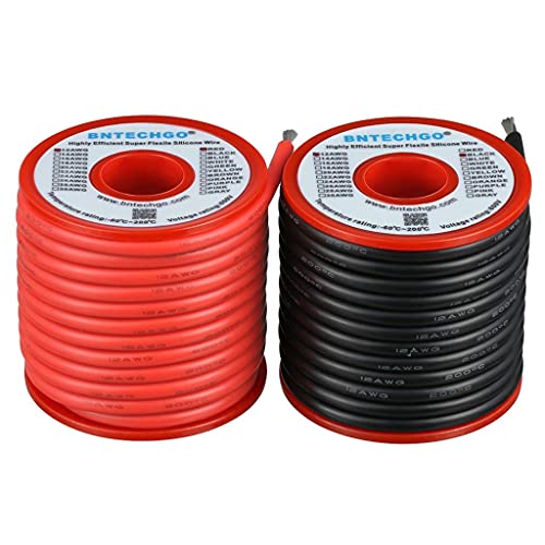 BNTECHGO 12 Gauge Silicone Wire Spool 50 feet Ultra Flexible High Temp 200 deg C 600V 12 AWG Silicone Wire 680 Strands of Tinned Copper Wire 25 ft Black and 25 ft Red Stranded Wire for Model Battery BNTECHGO 12 Gauge Silicone Wire Spool 50 feet Ultra Flexible High Temp 200 deg C 600V 12 AWG Silicone Wire 680 Strands of Tinned Copper Wire 25 ft Black and 25 ft Red Stranded Wire for Model Battery von BNTECHGO