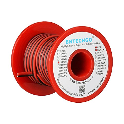 BNTECHGO 20 Gauge Flexible 2 Conductor Parallel Silicone Wire Spool Red Black High Resistant 200 deg C 600V for Single Color LED Strip Extension Cable Cord,model,lead wire 25ft Stranded Copper Wire BNTECHGO 20 Gauge Flexible 2 Conductor Parallel Silicone Wire Spool Red Black High Resistant 200 deg C 600V for Single Color LED Strip Extension Cable Cord,model,lead wire 25ft Stranded Copper Wire von BNTECHGO