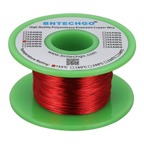 BNTECHGO 26 AWG Magnet Wire - Enameled Copper Wire - Enameled Magnet Winding Wire - 4 oz - 0.0157" Diameter 1 Spool Coil Red Temperature Rating 155℃ Widely Used for Transformers Inductors BNTECHGO 26 AWG Magnet Wire - Enameled Copper Wire - Enameled Magnet Winding Wire - 4 oz - 0.0157" Diameter 1 Spool Coil Red Temperature Rating 155℃ Widely Used for Transformers Inductors von BNTECHGO