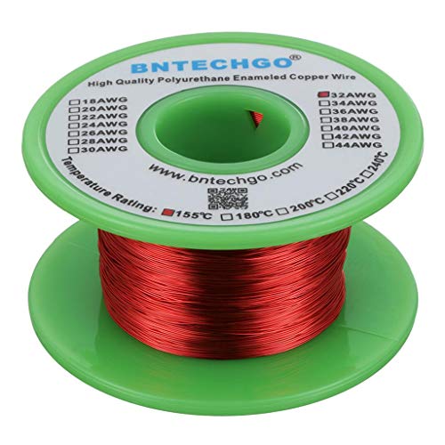 BNTECHGO 32 AWG Magnet Wire - Enameled Copper Wire - Enameled Magnet Winding Wire - 4 oz - 0.0078" Diameter 1 Spool Coil Red Temperature Rating 155℃ Widely Used for Transformers Inductors BNTECHGO 32 AWG Magnet Wire - Enameled Copper Wire - Enameled Magnet Winding Wire - 4 oz - 0.0078" Diameter 1 Spool Coil Red Temperature Rating 155℃ Widely Used for Transformers Inductors von BNTECHGO