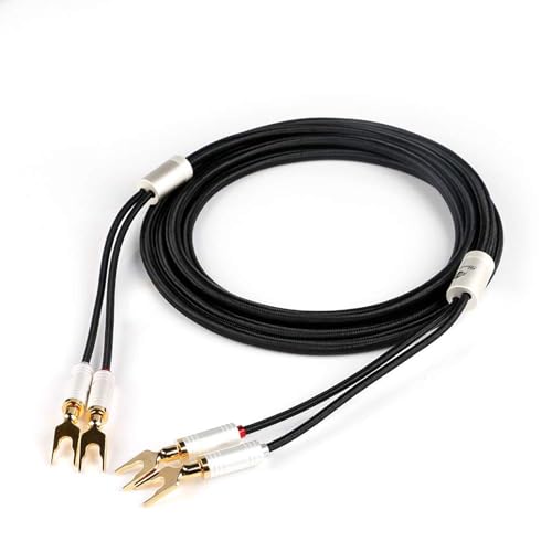 BOAACOUSTIC JIB Audiophile Lautsprecherkabel 1.5M High-End Lautspecher-Kabel mit hochwertigen Bananensteckern und Y Spades, konfektioniert (schwarz,1 Stück/1.5 meter) von BOAACOUSTIC