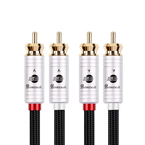 BOAACOUSTIC JIB Upgrad Audiophiles 2x chinch auf 2x chinch Stereo Audio Cable 2RCA Male to 2RCA Male Für HiFi-System-Verstärker an CD (1.5M, Schwarz) von BOAACOUSTIC