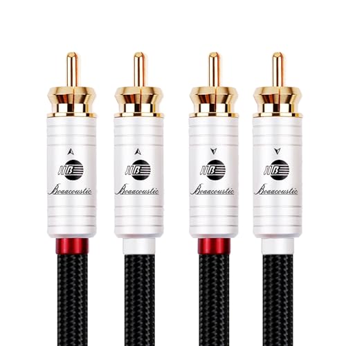 BOAACOUSTIC JIB Upgrad Audiophiles 2x chinch auf 2x chinch Stereo Audio Cable 2RCA Male to 2RCA Male Für HiFi-System-Verstärker an CD (1M, Schwarz) von BOAACOUSTIC
