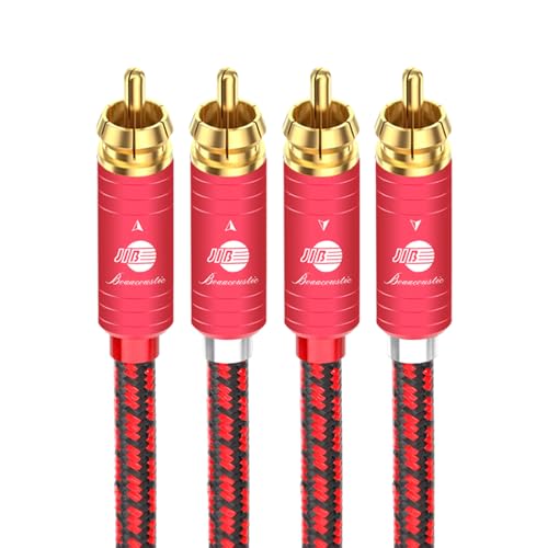 BOAACOUSTIC JIB Upgrad Audiophiles 2x cinch auf 2x cinch Stereo Audio Cable 2RCA Male to 2RCA Male Für HiFi-System-Verstärker an CD (3.0M, Rot) von BOAACOUSTIC