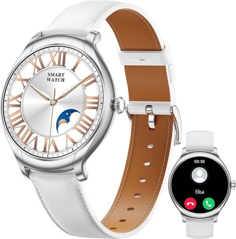 BOALZETD Damen's Telefonfunktion IP67 Wasserdichtigkeit Fitness-Tracker Smartwatch (3,53 cm/1,39 Zoll, Android/iOS), mit austauschbarem weichem Silikonarmband, mit Herzfrequenz/SpO2/Schlafmonitor/Menstruationszyklus 100+ Sportmodi von BOALZETD