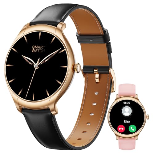 BOALZETD Smartwatch Damen mit Telefonfunktion, 1.39" HD Aktivitätstracker mit Herzfrequenz/SpO2/Schlafmonitor/Menstruationszyklus, 100+ Sportmodi Fitnessuhr Tracker für iOS Android (Schwarz Gold) von BOALZETD