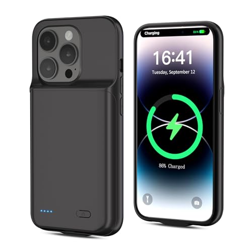 [6800mAh] Akkuhülle für iPhone 14 pro max, neues Upgrade mit hoher Kapazität, wiederaufladbares Ladefach, schützendes tragbares Smart Backup Ladegerät für iPhone 14 pro max (1 Pack) von BOANV