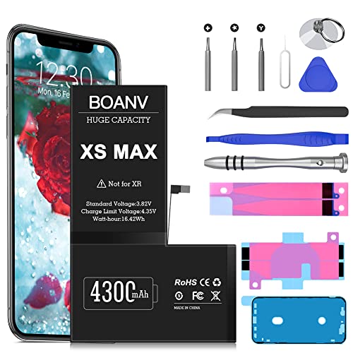 Akku für iPhone XS MAX, 4300mAh Boanv Ultra hohe Kapazität A2102 A2104 A1921 A2101, Ersatz für Akku mit professionellen Ersatzwerkzeugen von BOANV