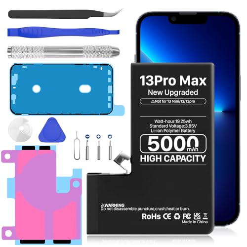 BOANV 5000mAh Akku für iPhone 13 Pro max, (2023 New Upgrade) Super High Capacity Ersatzakku für iPhone 13 Pro max (A2641 A2643 A2644 A2645 A248) mit professionellem Ersatzteil-Kit von BOANV