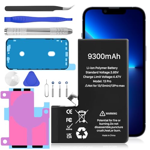 BOANV 9300mAh Akku für 13 Pro, (2024 New Upgrade) Super High Capacity Ersatzakku für 13 Pro (A2636 A2638 A2639 A2640 A2483) 6.1 Zoll mit professionellem Ersatzwerkzeug Kits von BOANV