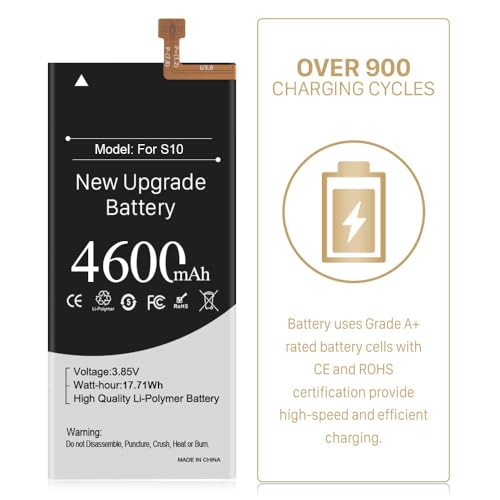 BOANV Akku für Galaxy S10, 4600 mAh 2024 New Upgraded High Capacity Ersatzakku für Samsung Galaxy S10 SM-G973F G973U G973W G973U1 G9730 G973N G973X mit professionellen Reparaturwerkzeu BOANV Akku für Galaxy S10, 4600 mAh 2024 New Upgraded High Capacity Ersatzakku für Samsung Galaxy S10 SM-G973F G973U G973W G973U1 G9730 G973N G973X mit professionellen Reparaturwerkzeu von BOANV