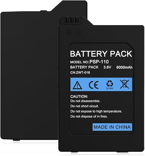 6000mAh Kapazität Qualität 3.6V für PSP 1000 Akku, wiederaufladbare PSP 1000 Akku-Ersatz für Sony PSP 1000 PSP-110 Konsole (Nicht kompatibel mit PSP-2000/3000 oder PSP Slim) von BOANV