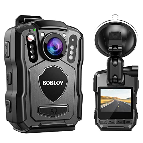 BOBLOV M5 2K Körperkamera mit Audio, 1440P 128GB GPS Police Body Cam für Strafverfolgungsbehörden, 4200 mAh Batterie, IP67 wasserdicht, Dash Cam für Autos mit Saugnäpftassenhalterung von BOBLOV