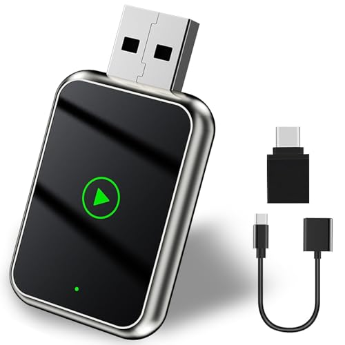 BOBOPACK Carplay Wireless (Aluminiumlegierung + Glasoberfläche) 2 in 1, der Drahtlose Carplay Adapter Ap-ple, Plug and Play, Keine Verzögerung, für iPhone iOS 10+ und Android 12+ von BOBOPACK