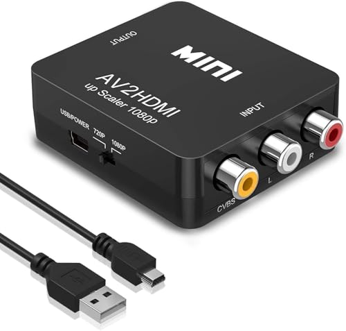 BOBOPACK HDMI auf RCA, HDMI auf AV Adapter, Konverter HDMI auf RCA, 1080P HDMI zu AV Konverter mit USB Ladekabel, Adapter HDMI RCA Geeignet für HDTV/PC/DVD/Laptop/Xbox/Stick/Roku/HDTV von BOBOPACK