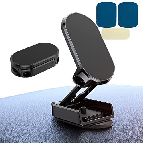 BOBT 2022 New Alloy Folding Magnetic Car Phone Holder, Strong Magnetic 360° Rotation Height Adjustable, Upgrade Universal Magnetic Car Phone Mount, Rotatable and Retractable, Schwarz von BOBT