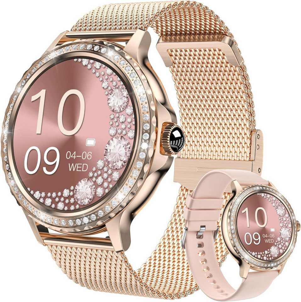BOCLOUD Damen's IP68 wasserdichte Fitness-Tracker Telefonfunktion Smartwatch (1,3 Zoll, Android/iOS), mit austauschbarem weichem Silikonarmband, mit Blutsauerstoff Herzfrequenz Schlafüberwachung Mehrere Sportmodi von BOCLOUD