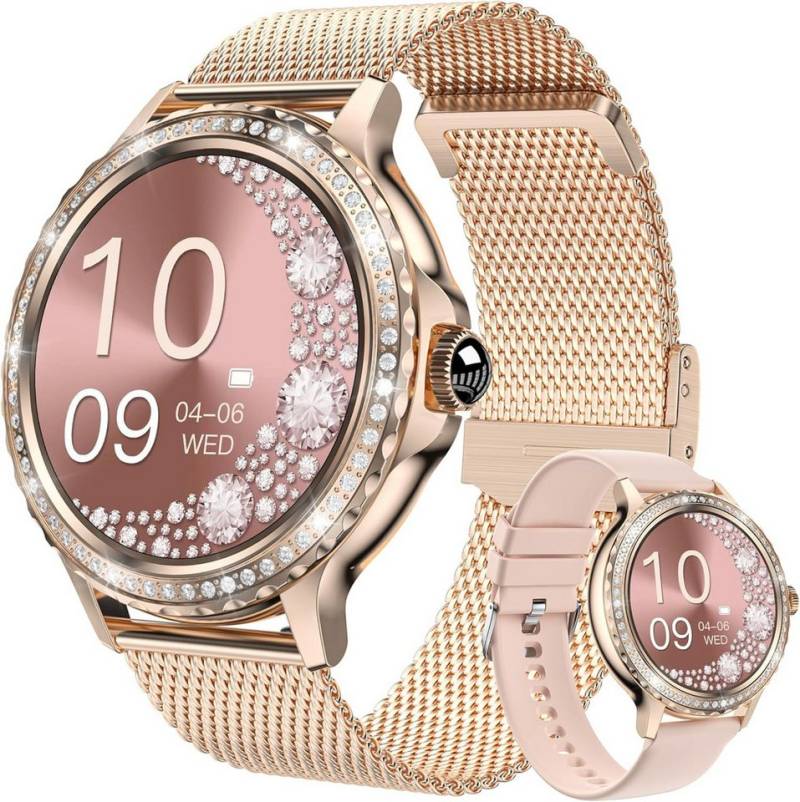 BOCLOUD Damen's IP68 wasserdichte Fitness-Tracker Telefonfunktion Smartwatch (1,3 Zoll, Android/iOS), mit austauschbarem weichem Silikonarmband, mit Blutsauerstoff Herzfrequenz Schlafüberwachung Mehrere Sportmodi von BOCLOUD
