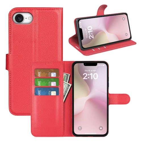 BOCTECH Hülle für Apple iPhone 16e, Handyhülle PU Leder Klappbar Schutzhülle Klapphülle mit Ständer, Kartenfach, Magnetschnalle Stoßfest Flip Cover Case Tasche für Apple iPhone 16e, Rot BOCTECH Hülle für Apple iPhone 16e, Handyhülle PU Leder Klappbar Schutzhülle Klapphülle mit Ständer, Kartenfach, Magnetschnalle Stoßfest Flip Cover Case Tasche für Apple iPhone 16e, Rot von BOCTECH