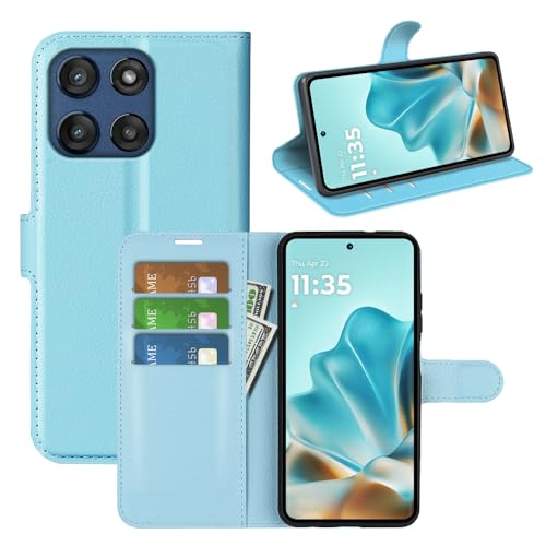 BOCTECH Hülle für Motorola Edge 60 Fusion, Handyhülle PU Leder Klappbar Schutzhülle Klapphülle mit Ständer, Kartenfach, Magnetschnalle Stoßfest Flip Case Tasche für Moto Edge 60 Fusion, Blau von BOCTECH