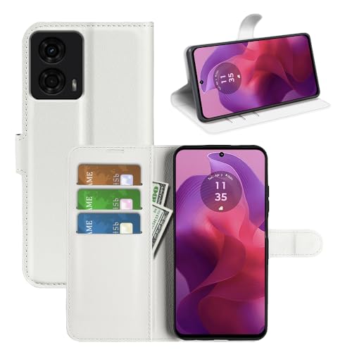 BOCTECH Hülle für Motorola G24 / G04 / G04S / E14, Handyhülle PU Leder Klappbar Schutzhülle Klapphülle mit Ständer, Kartenfach, Magnetschnalle Stoßfest Flip Cover Case Tasche für Moto G24, Weiß BOCTECH Hülle für Motorola G24 / G04 / G04S / E14, Handyhülle PU Leder Klappbar Schutzhülle Klapphülle mit Ständer, Kartenfach, Magnetschnalle Stoßfest Flip Cover Case Tasche für Moto G24, Weiß von BOCTECH