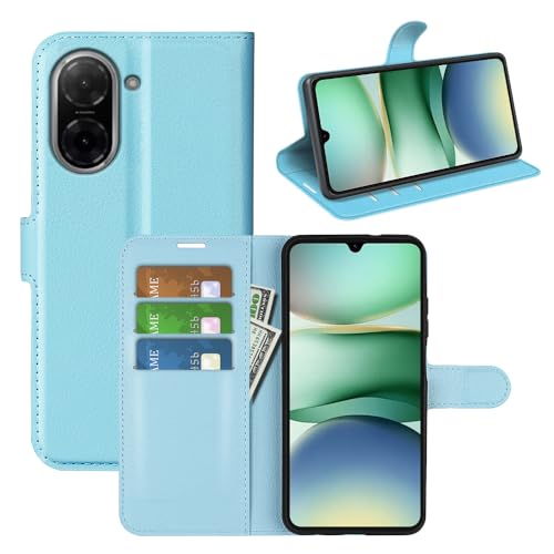 BOCTECH Hülle für Redmi A5, Handyhülle PU Leder Klappbar Schutzhülle Klapphülle mit Ständer, Kartenfach, Magnetschnalle Stoßfest Flip Cover Case Tasche für Redmi A5, Blau von BOCTECH